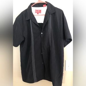 WOODY'S RETRO LOUNGE Mens Black Stitched front SS Shirt  Size L
